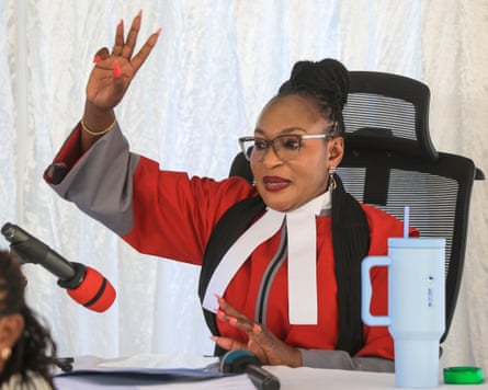 Kenyan high court judge Diana Kavedza during hearing in judge’s clothes.