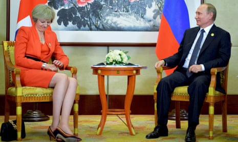 Theresa May and Vladimir Putin at the G20 summit in Hangzhou, China, in 2016