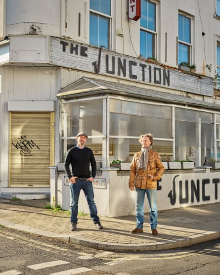 Luke Fowler and Paul Canton outside The Junction jazz bar, Brixton, London
