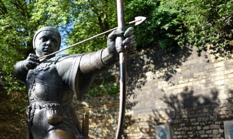 The Robin Hood statue by Nottingham Castle