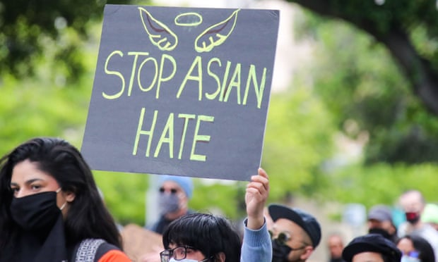 People take part in a Stop Asian Hate rally in San Jose, California.
