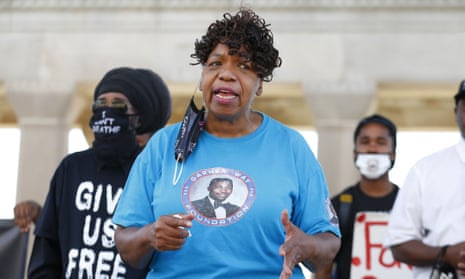 Gwen Carr speaks during a Black Lives Matter rally in front of Boardwalk Hall, in Atlantic City, N.J on September 4, 2020.