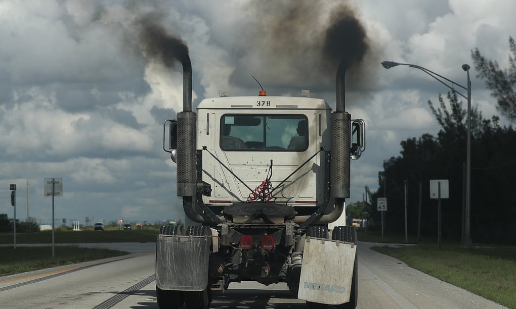 truck spewing exhaust fumes