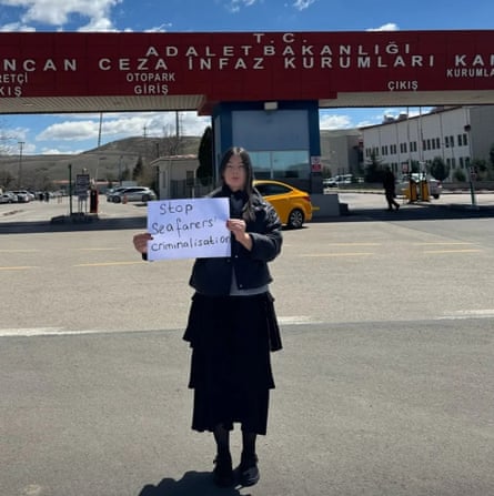 Elena Albokhari in front of Sincan prison in Ankara, Turkey, where her husband Ali is being held