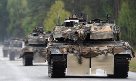 A Leopard 2A6 tank during a training exercise in Grafenwoehr, near Eschenbach, Germany