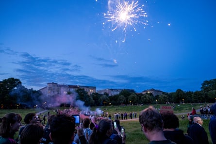 Visitors set off fireworks in Görlitzer Park