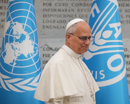 Pope Leo leaves the Global World Food Day ceremony in Rome on Thursday.