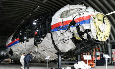 A reconstruction of the MH17 wreckage which was shot down over Ukraine in 2014