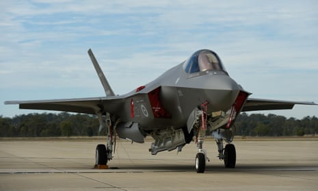An F-35 jet aircraft of the Royal Australian air force on the runway
