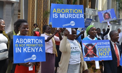 Demonstrators protest against abortion on demand and MP Esther Passaris in Nairobi’s central business district on 12 March.