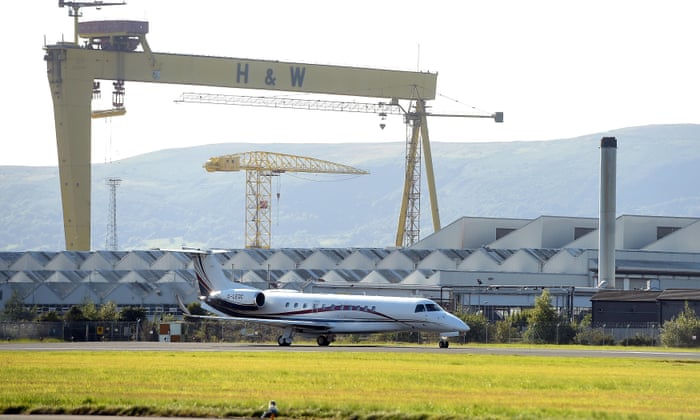 King Charles III and the Queen Consort depart Belfast City airport.