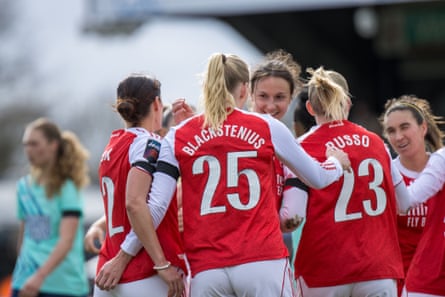 Stina Blackstenius of Arsenal celebrates her goal against London City Lionesses.