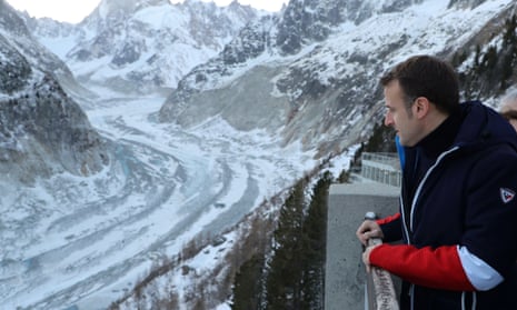 Emmanuel Macron visits the Mer de Glace glacier in Chamonix.