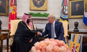 Donald Trump with Crown Prince Mohammed Bin Salman in March. The 649-word statement appears to be a presidential act of defiance against the CIA.