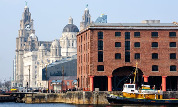 The Royal Liver Building behind Albert Dock, Liverpool.