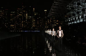 The New York backdrop of the Saint Laurent show.