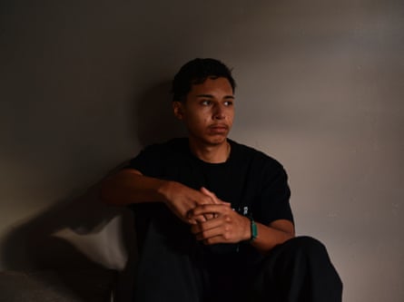 Man poses for portrait in twilight