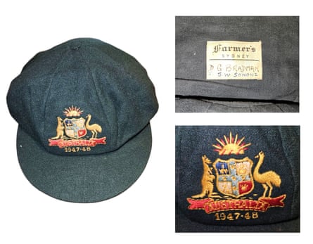Sohoni and Bradman’s names are inscribed in the interior of the cap