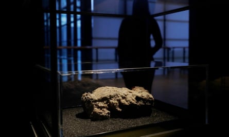 A segment of the 130 tonne, 250 meter-long Whitechapel fatberg, on display at the Museum of London in London