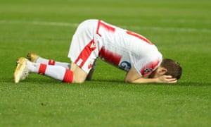 Marin reacts after his missed chance.