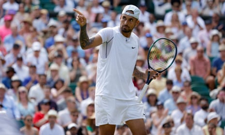 Nick Kyrgios in action during the Wimbledon men’s singles final this year