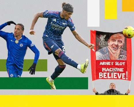 Chelsea’s João Pedro; Arsenal’s Nonu Madueke; and a Liverpool fan shows their support for Arne Slot.