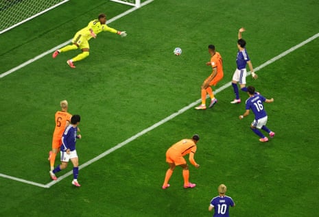 Netherlands' Virgil van Dijk scores their first goal.