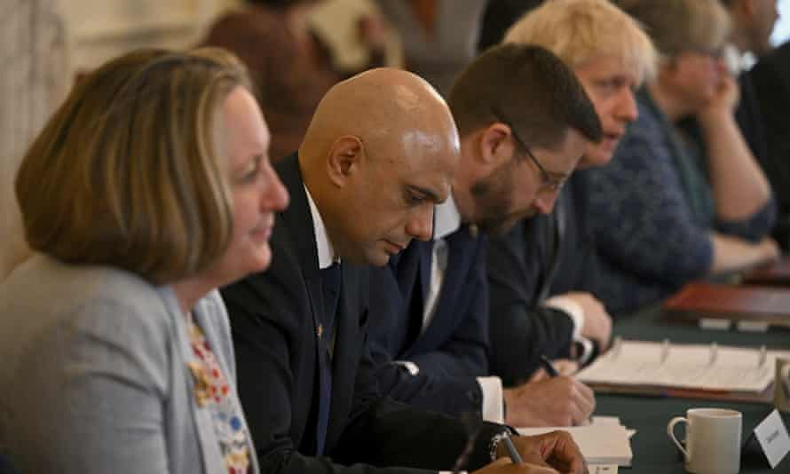 Sajid Javid during yesterday’s cabinet meeting.