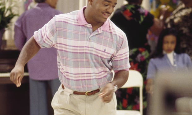 Carlton in The Fresh Prince of Bel-Air dad dancing in a dadcore outfit. 