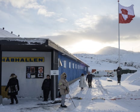 Residents wait for the polling station to open, in Nuuk, Greenland.