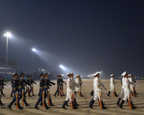 The honour guard moving into place for Trump’s arrival
