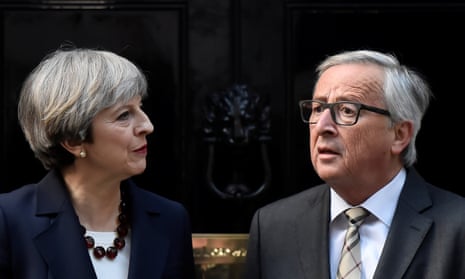 Theresa May with European commission president Jean-Claude Juncker