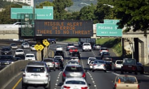 An information sign over a busy road in Hawaii lets drivers know they aren't about to be blown to bits by a missile.