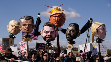 Demonstrators march during a No Kings protest