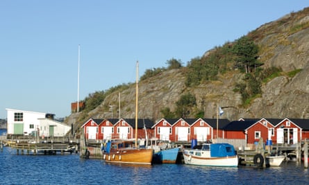 Beach huts and boats at Asperö, Gothenburg