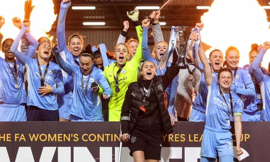 Manchester City lift the Continental League Cup after beating Chelsea in the final.