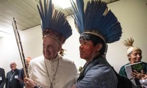 Pope Francis meeting indigenous Amazonians in Rome