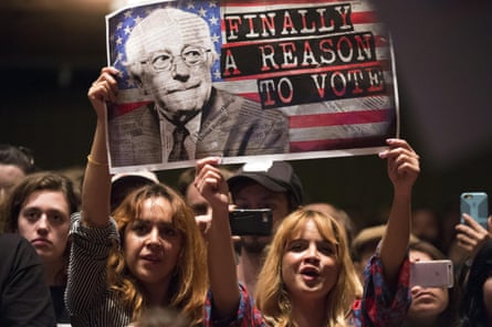 Supporters of Democratic presidential candidate Bernie Sanders attend a campaign rally in Los Angeles, California in 2016.