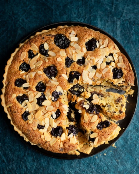 ‘Barely a sprinkling of flour in it’: prune, chocolate and orange frangipane.