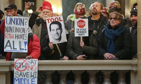 'right-to-work' bill protest in Wisconsin