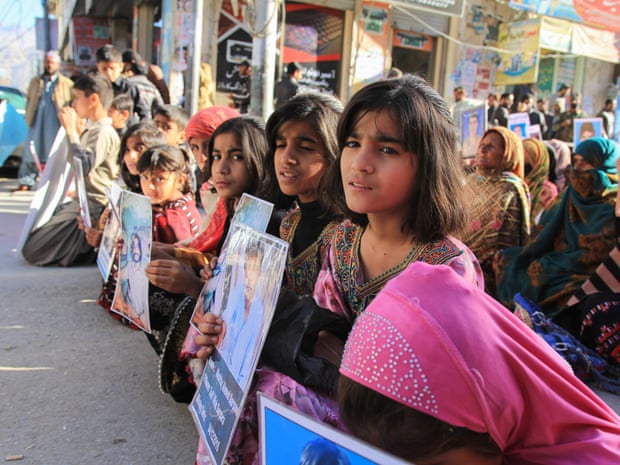 Families hold a protest against enforced disappearances in Quetta, Balochistan
