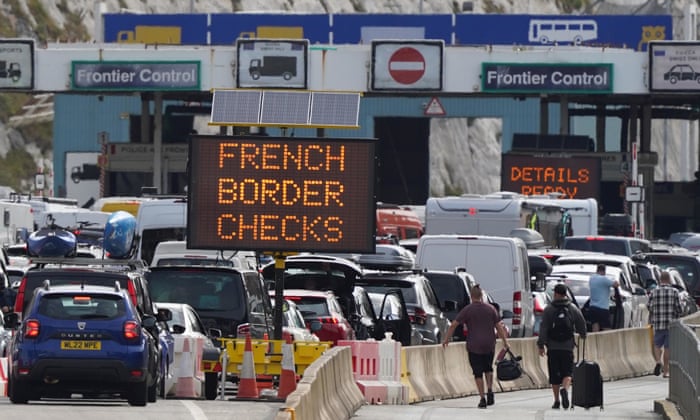 Cars were queuing at the check-in at Dover Port in Kent as many families embarked on getaways at the start of summer holidays for many schools in England and Wales.