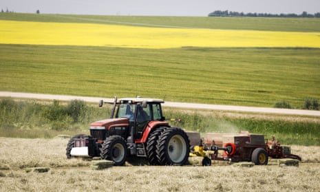 Tractor ploughing a field