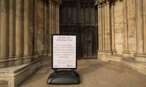 A notice outside York Minster informs members of the public that it has been closed because of the coronavirus pandemic.