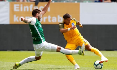 Brighton winger Anthony Knockaert in action against Swiss side St Gallen.