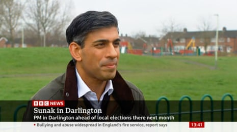 Rishi Sunak being interviewed on BBC News.