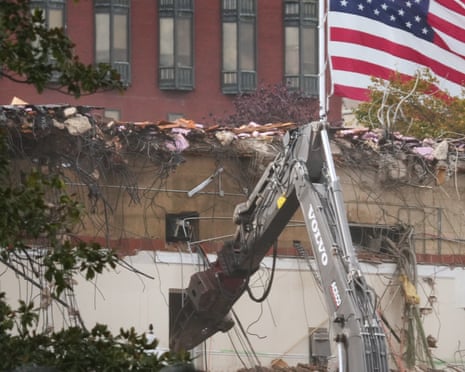 Demolition continues on the East Wing of the White House, 22 October 2025.