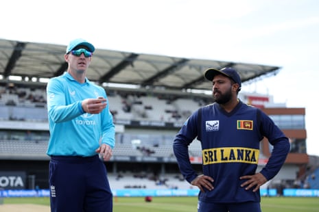 Harry Brook and Kusal Mendis at the coin toss.