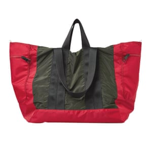 Khaki and red tote bag.  £49.99, zara.com
