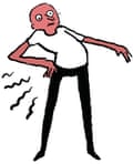 Illustration of man holding his hip, pulling a face as if he’s in pain